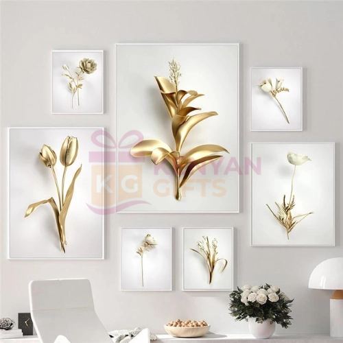 Abstract Golden Flower Luxury Canvas Wall Art