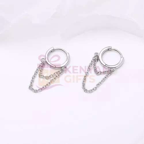 Silver Double Hoop Earrings For Women kenyangifts.com