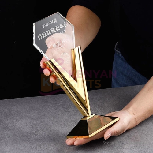Metal Crystal Trophy V-Shaped Awards Trophy