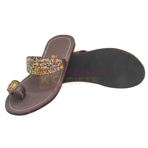 Sleek Leather Ladies African Flat Sandals kenyangifts.com