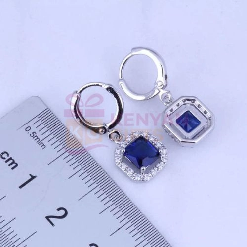 Square Crystal Cubic Zirconia Hoop Earring Pendant Necklace kenyangifts.com