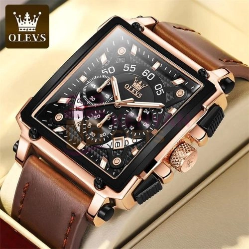 Square Sport Fashion Waterproof Leather Strap Watch