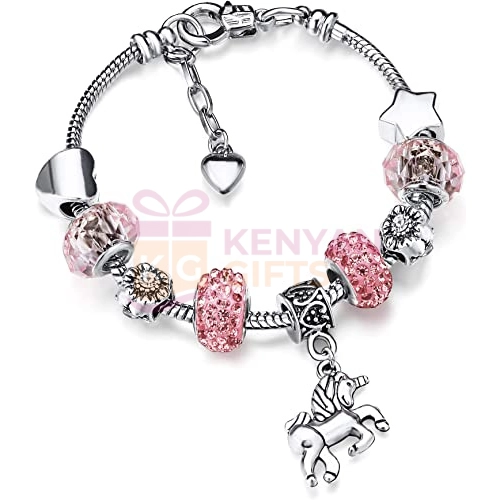 Unicorn Sparkly Crystal Charm Bracelet Bangle Gift for Kids