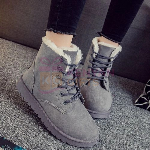 Women Casual Suede Fur Lace-up Ankle Boots Snow Bootie Shoes kenyangifts.com