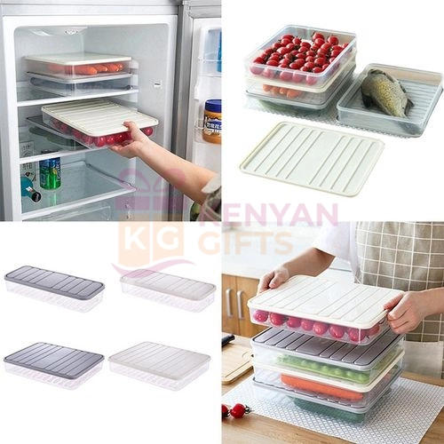 3pcs Stackable Fridge Organizers With Lid