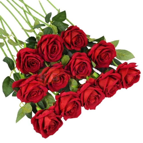 Artificial Silk Red Rose Flower Bouquet