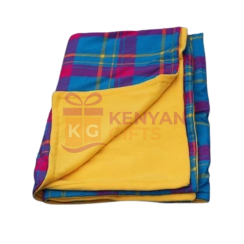 Blue & Yellow Double Maasai Fleece Blanket
