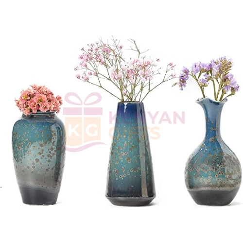 Flambed Glazed Ceramic Flower Vases