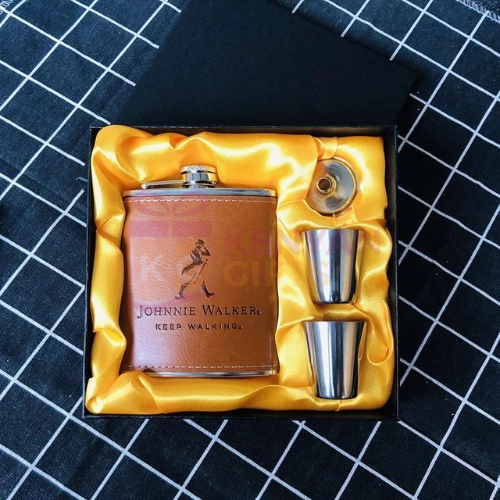 Jonny Walker Leather Wrap Whisky Customised Flask
