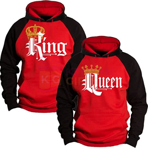 King Queen Crown Raglan Customised Hoody