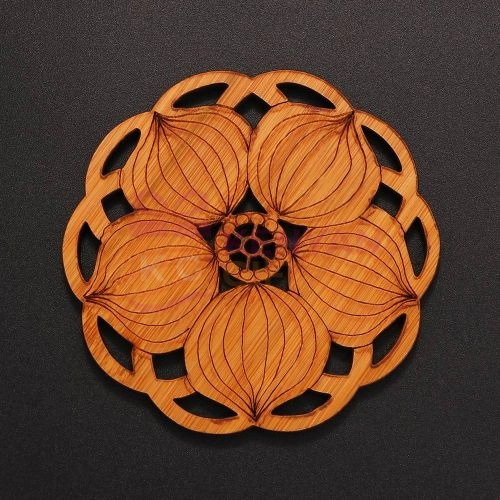 Lotus Shape Wooden Coaster