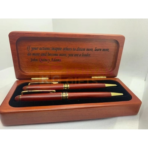 Personalized Rosewood Pen Case With Two Pens