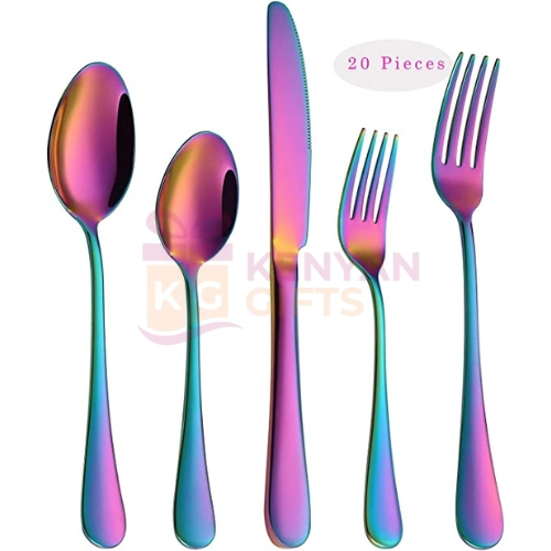 Rainbow Flatware Cutlery Silverware Set 20 Pieces Set