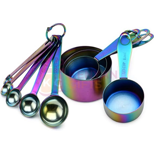 Rainbow Metal Measuring Cups and Spoons Set