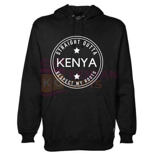 Straight Outa Kenya Branded Hoodie - Black